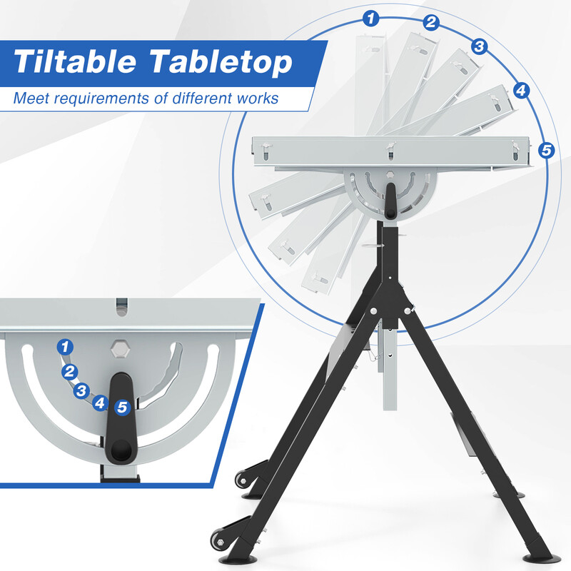 Hopfällbart mobilt svetsbord med justerbar höjd och lutning för professionellt bruk