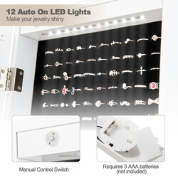 2 i 1 smyckesskåp med LED-belysning och justerbar helkroppsspegel, vit