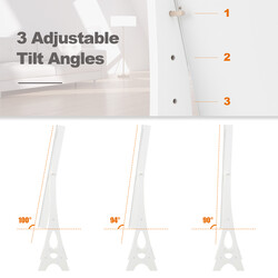 2 i 1 smyckesskåp med LED-belysning och justerbar helkroppsspegel, vit