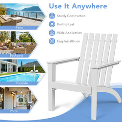 Adirondackstol i akacieträ för trädgård, ergonomisk design, vit, maxvikt 160 kg