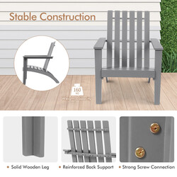 Adirondackstol i akacieträ för trädgård, ergonomisk design, grå, maxvikt 160 kg