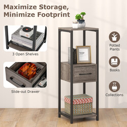 Grå 3-nivå växthylla i metall med låda för inomhusbruk 30,5 x 30,5 x 92 cm