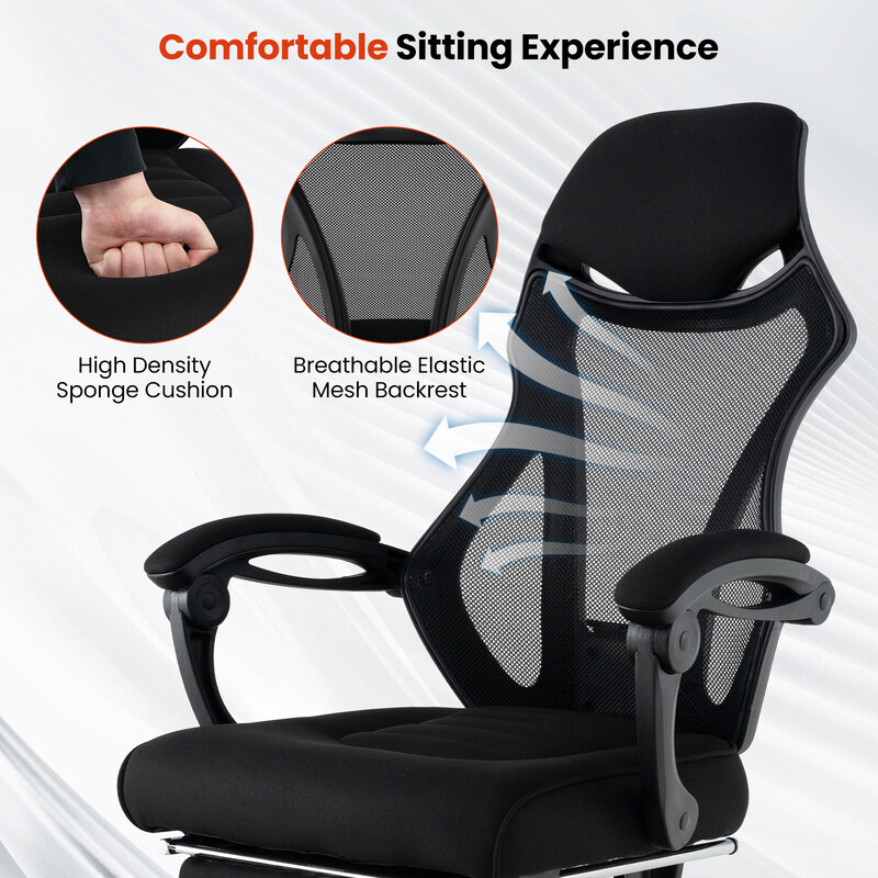 Ergonomisk kontorsstol med justerbart ryggstöd och fotstöd för optimal komfort och stöd