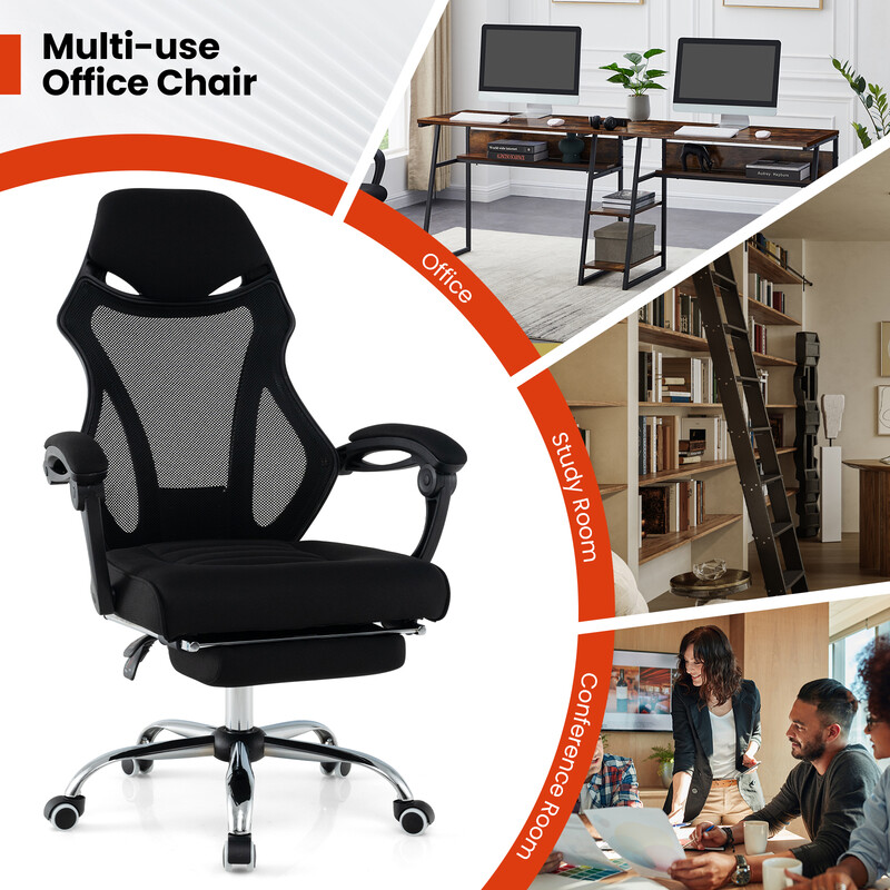 Ergonomisk kontorsstol med justerbart ryggstöd och fotstöd för optimal komfort och stöd