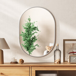 Oval badrumsspegel 70x50 cm med säkerhetsglas och svart aluminiumram