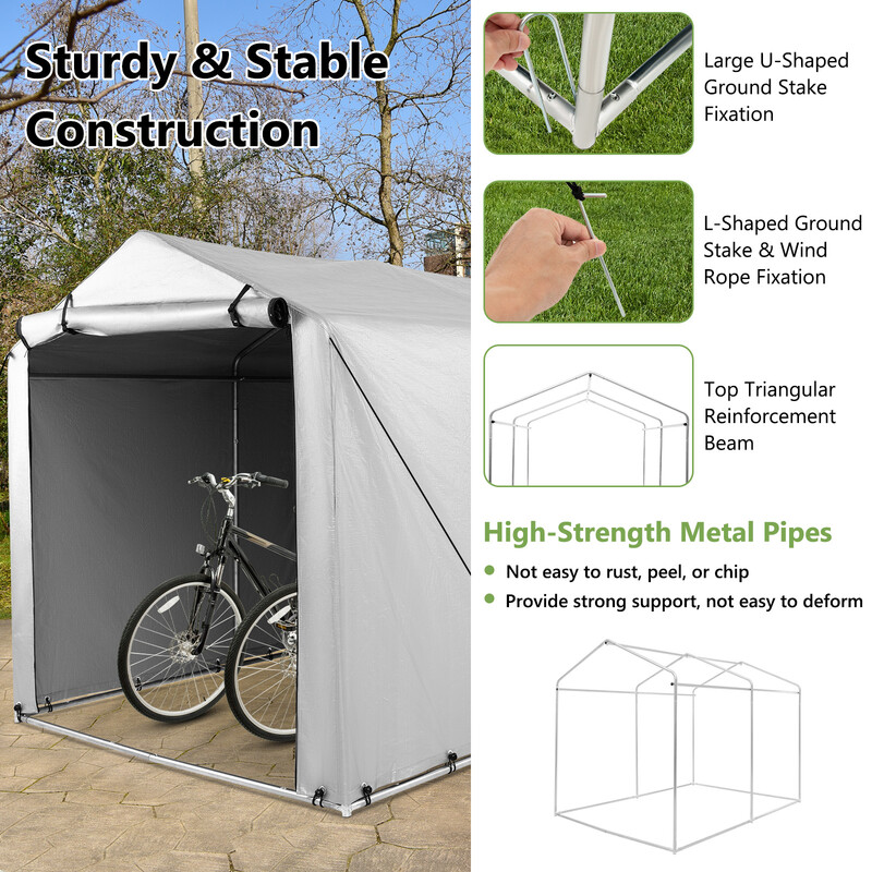 Mörkgrått garagetält 160x218x164 cm med metallram och väderskydd för utomhusförvaring