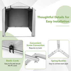 Mörkgrått garagetält 160x218x164 cm med metallram och väderskydd för utomhusförvaring