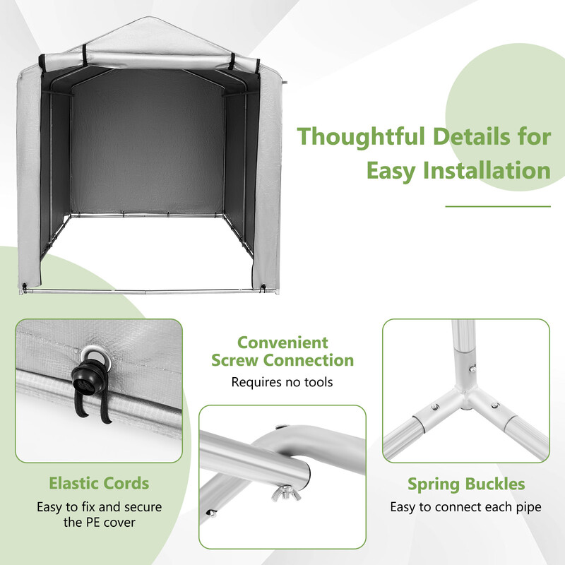 Mörkgrått garagetält 160x218x164 cm med metallram och väderskydd för utomhusförvaring