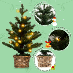 Litet förbelyst julträd med LED-lampor och timerfunktion för hem och kontor