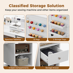 Fällbar 2-i-1 sy- och skrivbord med förvaring, vit, kompakt och praktisk design