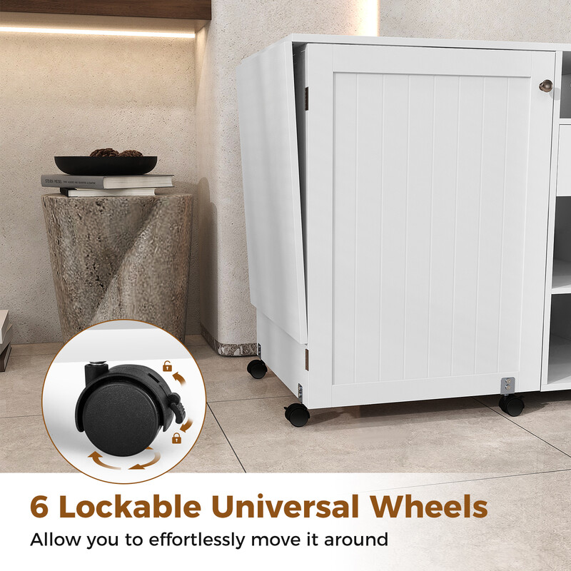 Fällbar 2-i-1 sy- och skrivbord med förvaring, vit, kompakt och praktisk design