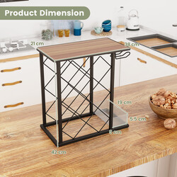 Vinflaskställ för 8 flaskor med förvaringslåda och glashållare i retrodesign