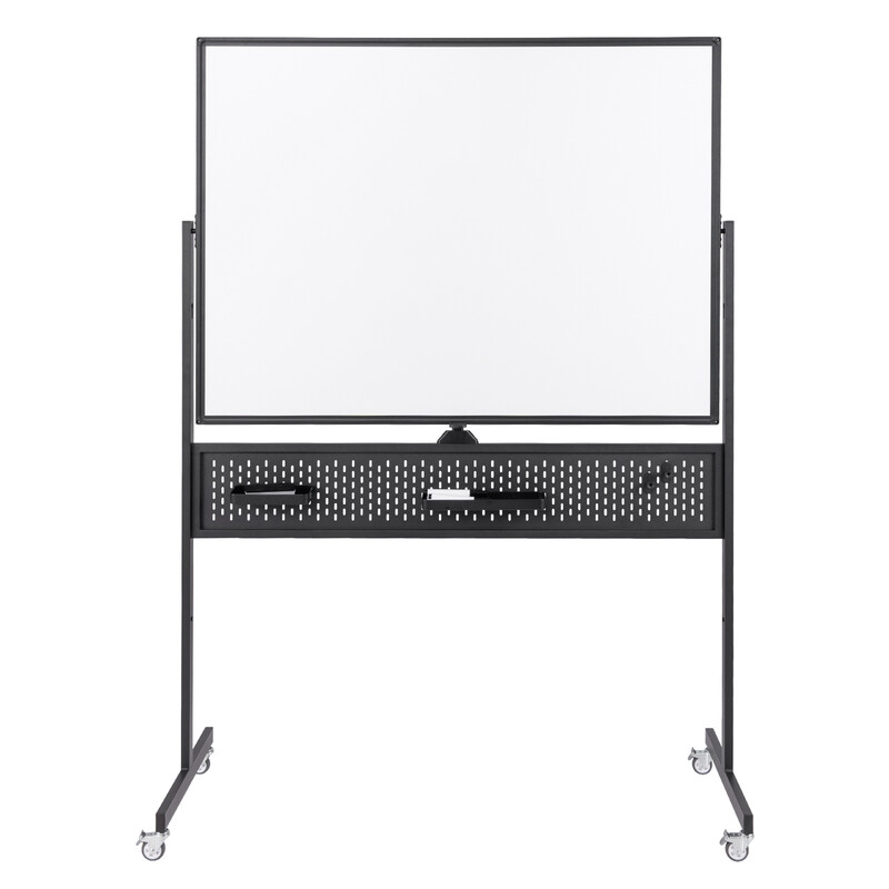 Dubbelsidig mobil whiteboard 120x90 cm med magnetisk yta och justerbar höjd