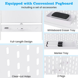 Dubbelsidig mobil whiteboard med justerbar höjd och magnetisk yta 120 x 90 cm