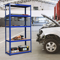 Femvånings metallhylla med justerbara hyllplan för verkstad och garage