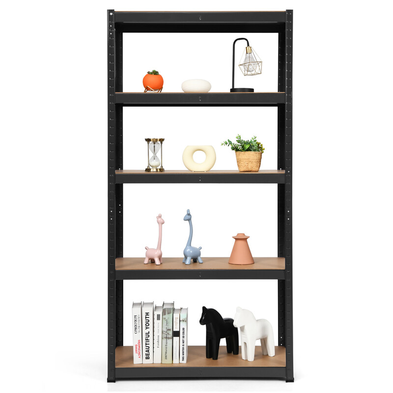 Femvånings metallhylla med justerbara hyllplan för verkstad och förråd