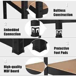 Femvånings metallhylla med justerbara hyllplan för verkstad och förråd