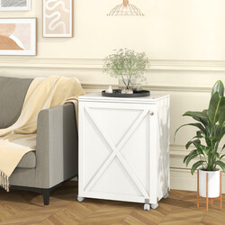 Vikbart 2-i-1 sybord och skrivbord med förvaring och hjul, vit