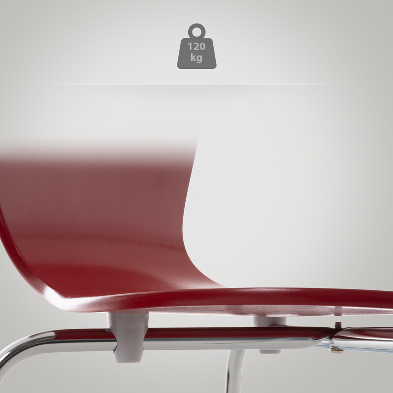 Ergonomisk stapelbar besöksstol i trä och kromad metall