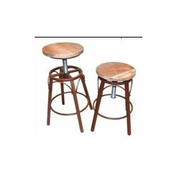 Industriell höjdjusterbar barstol i trä och metall