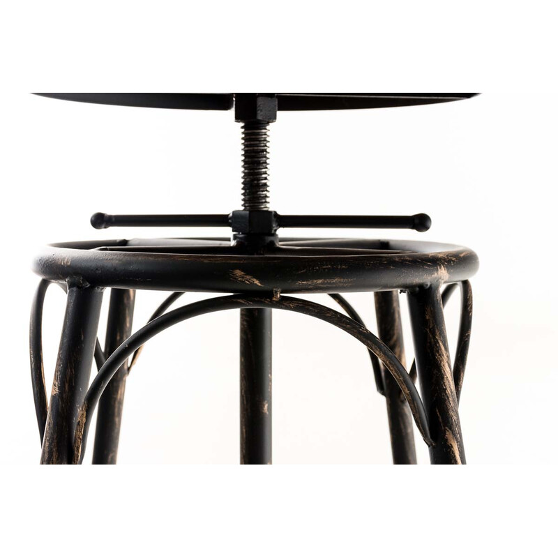 Industriell höjdjusterbar barstol i trä och metall