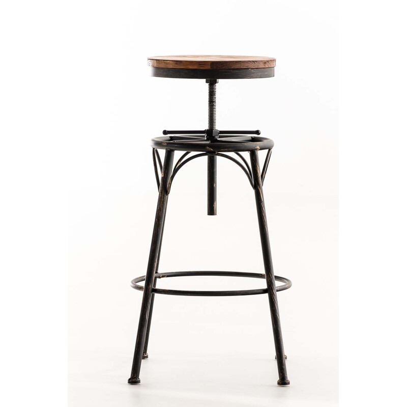 Industriell höjdjusterbar barstol i trä och metall