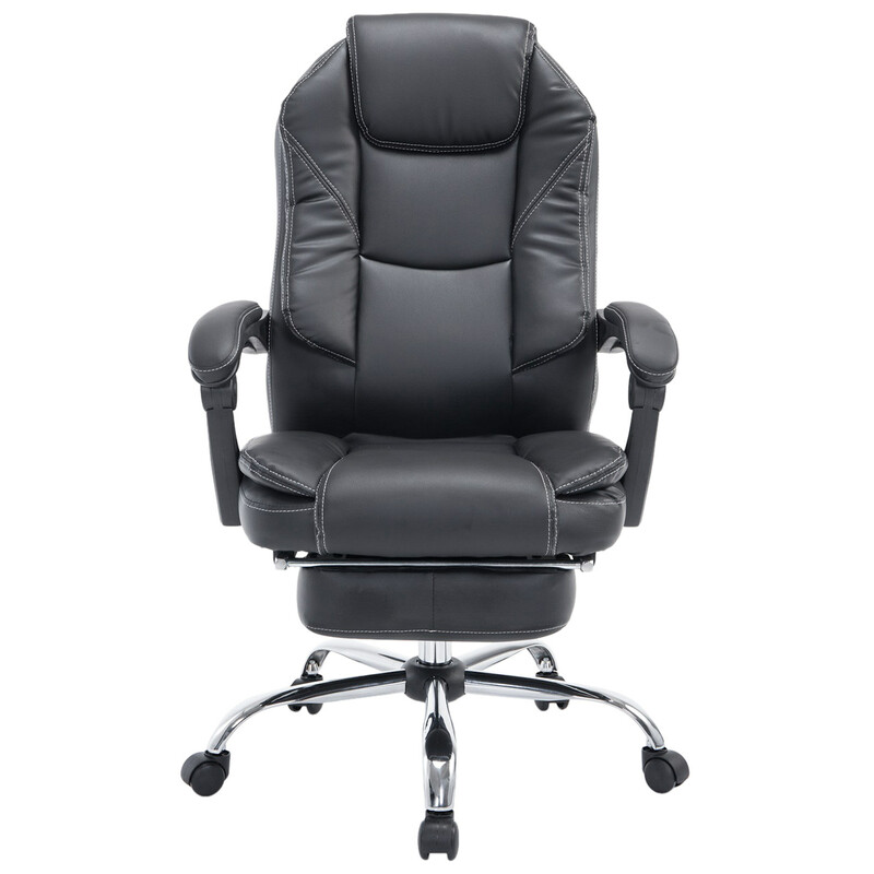 Ergonomisk kontorsstol med justerbart fotstöd och konstläder