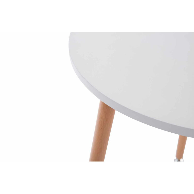 Elegant trebent bord med rund MDF-skiva och bokben