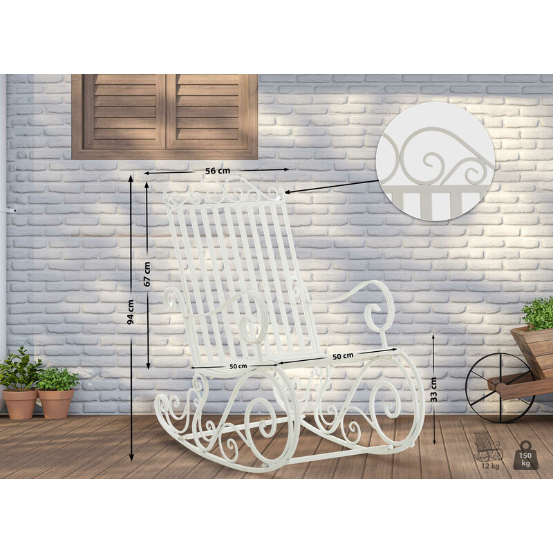 Antik gungstol i järn för inomhus och utomhusbruk