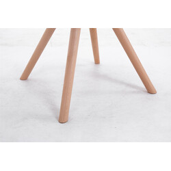 Elegant besöksstol med träbas och tygklädsel