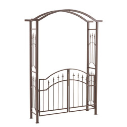 Elegant rosenbåge med grind i hållbart järn för trädgård