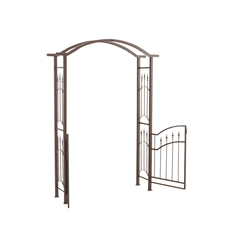 Elegant rosenbåge med grind i hållbart järn för trädgård