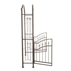 Elegant rosenbåge med grind i hållbart järn för trädgård