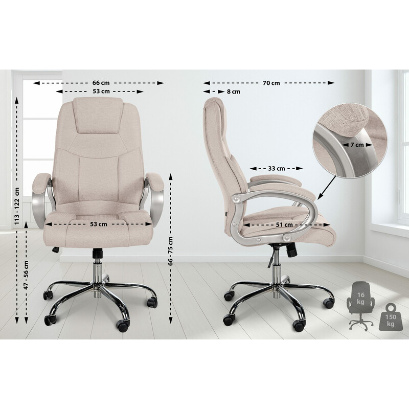 Ergonomisk XL-kontorsstol med justerbar höjd och gungmekanism