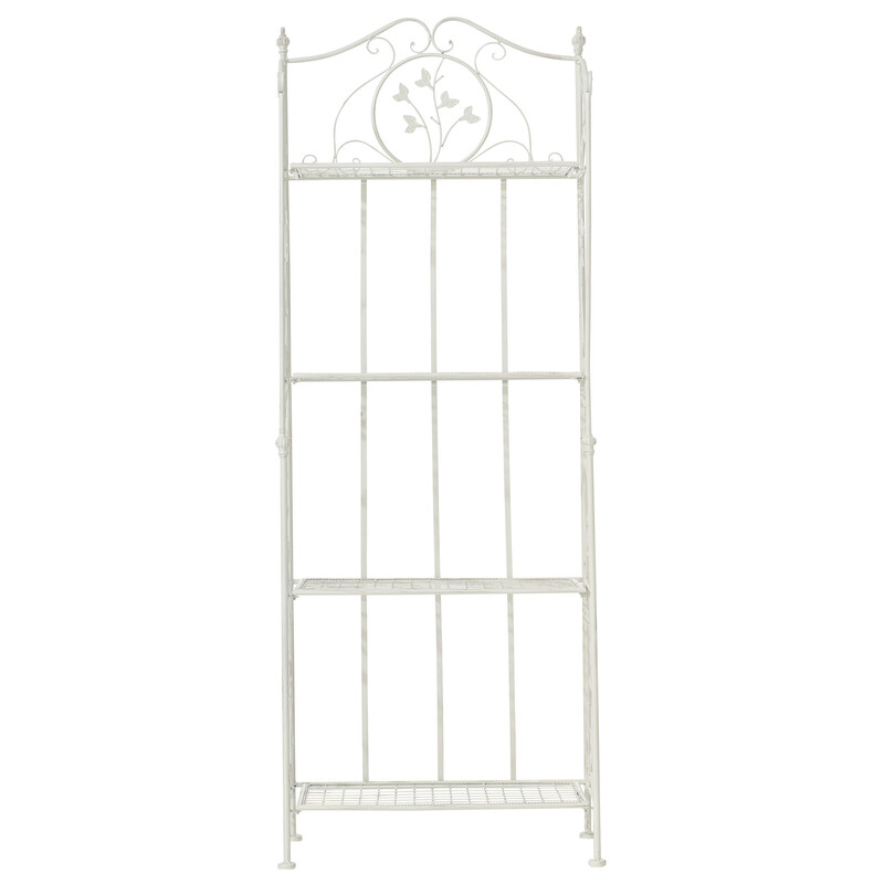 Lantlig hopfällbar hylla i robust järn med antik känsla