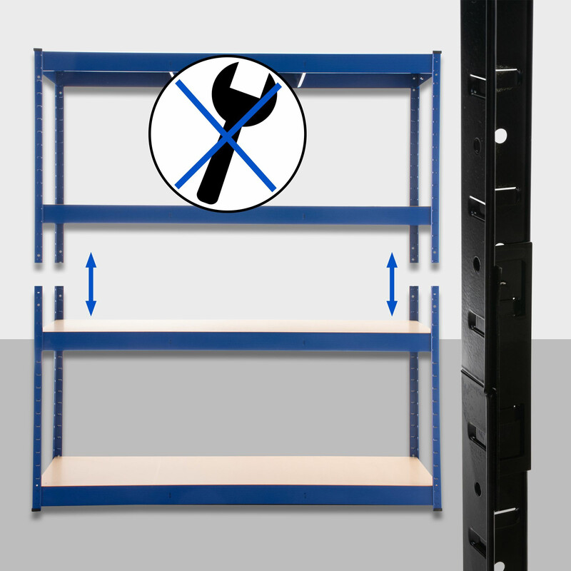 Kraftigt hyllsystem för tung förvaring, justerbara hyllplan