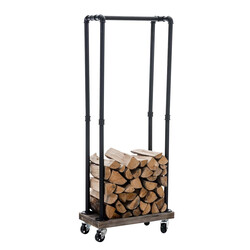 Elegant vedställning med hjul och robust metallram