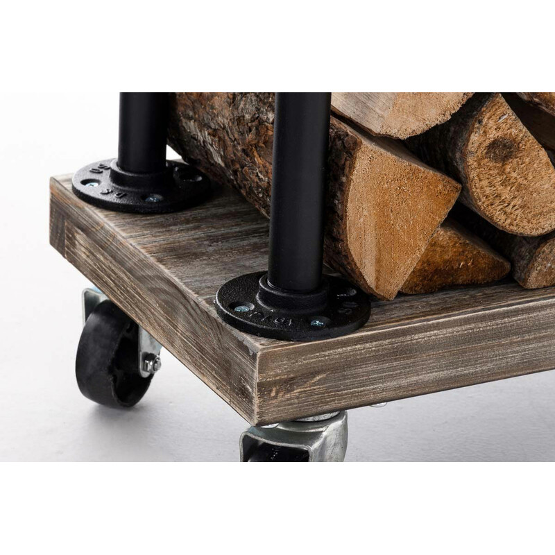 Elegant vedställning med hjul och robust metallram