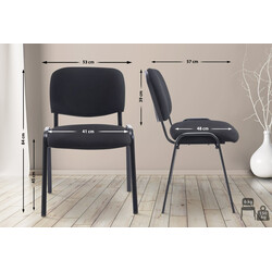 Stapelbar konferensstol med vadderad sits och metallram