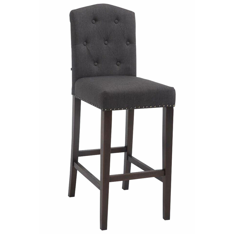 Stilren barstol i gummiträ med klädd sits och ryggstöd