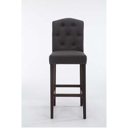 Stilren barstol i gummiträ med klädd sits och ryggstöd