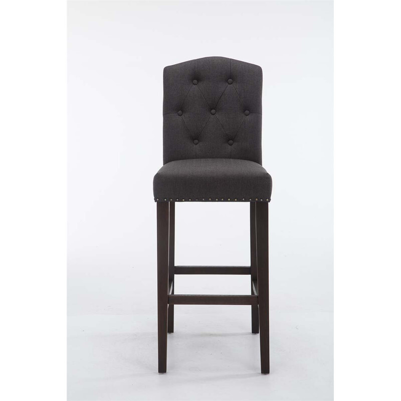 Stilren barstol i gummiträ med klädd sits och ryggstöd