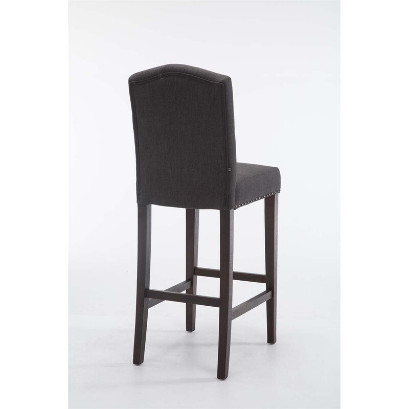 Stilren barstol i gummiträ med klädd sits och ryggstöd