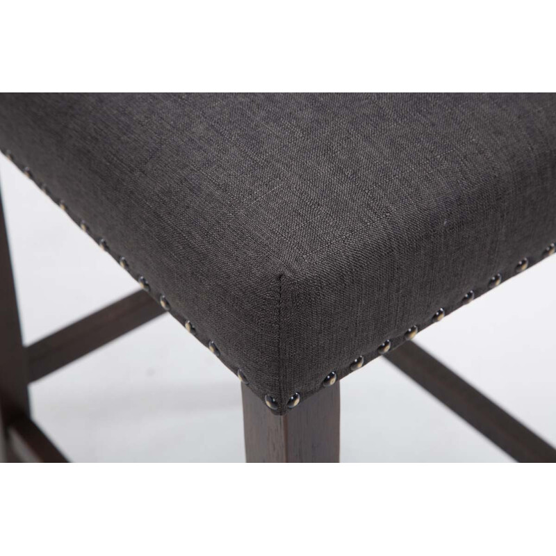 Stilren barstol i gummiträ med klädd sits och ryggstöd