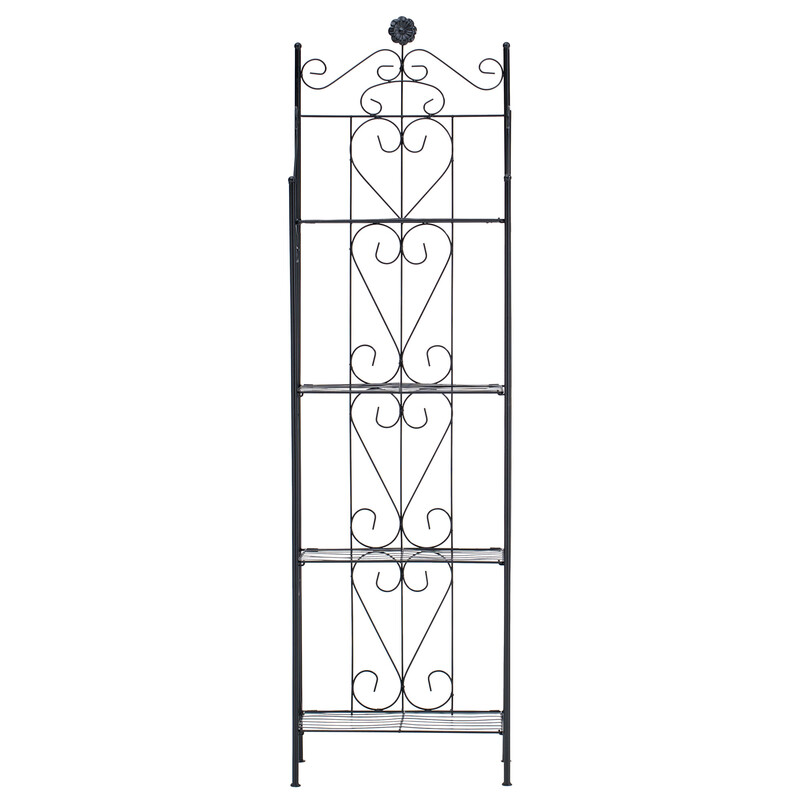 Lantlig hopfällbar hylla i robust järnrör med dekorationer