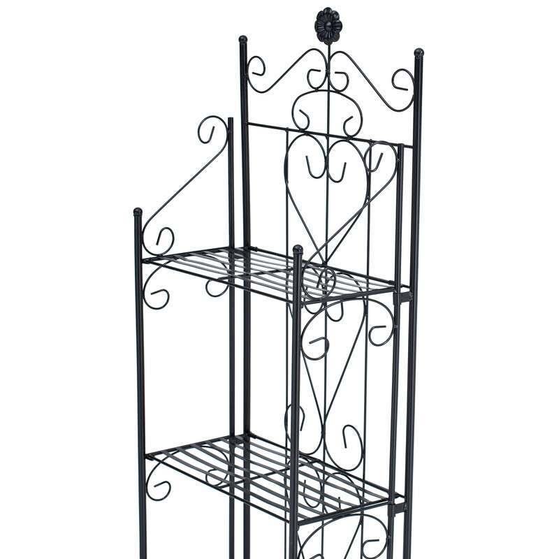 Lantlig hopfällbar hylla i robust järnrör med dekorationer