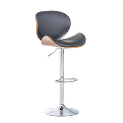 Elegant höj- och sänkbar barstol i konstläder och kromad metall