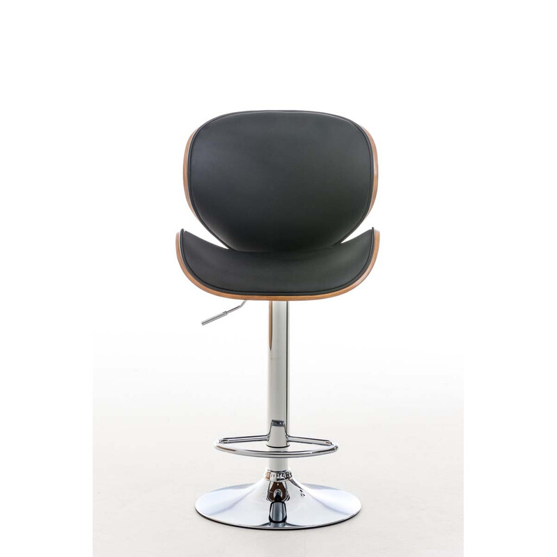 Elegant höj- och sänkbar barstol i konstläder och kromad metall