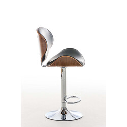 Elegant höj- och sänkbar barstol i konstläder och kromad metall