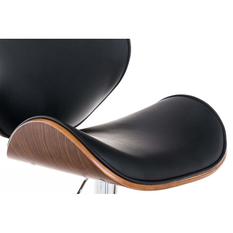 Elegant höj- och sänkbar barstol i konstläder och kromad metall